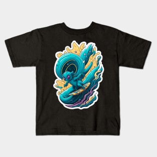 Surfing alien Kids T-Shirt